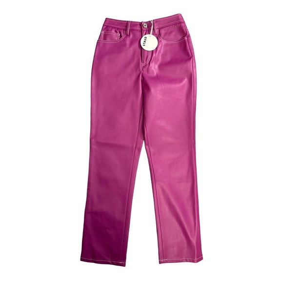 Staud Eli Faux Leather Pants In Pink Fuchsia NWT - Picture 5 of 15